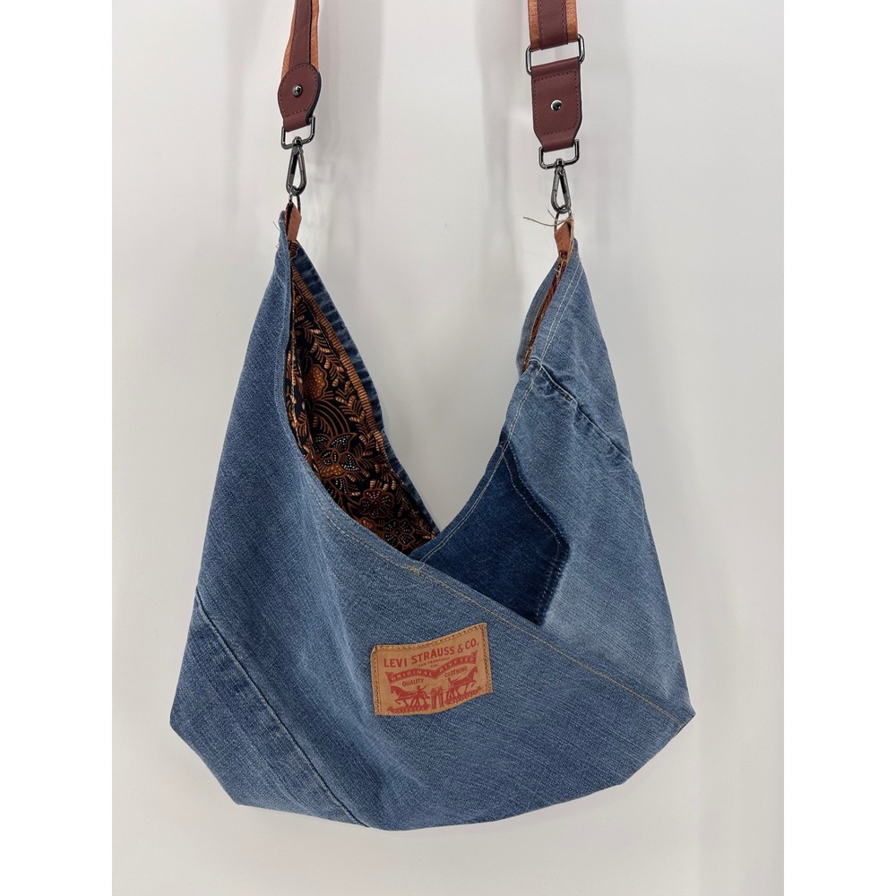 Sol Revibe Shoulder Bag Upcycled Denim Fabric Handmade NWT